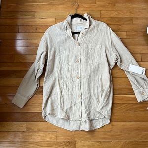 Mate the Label linen long sleeve shirt, color “natural”, size XS, nwt
